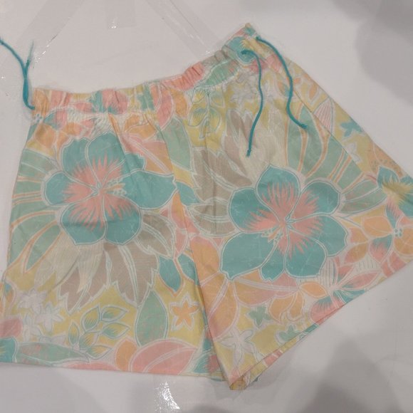 Vintage Shorts Hawaiian Paper Bag Drawstring 34 Gino Parati - Picture 1 of 5